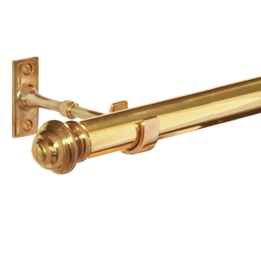 Gardinstång (2 meter) Odessa 1910 komplett hållare & ändknoppar mässing (bild för) Gardinstång (2 meter) Odessa 1910 komplett hållare & ändknoppar mässing