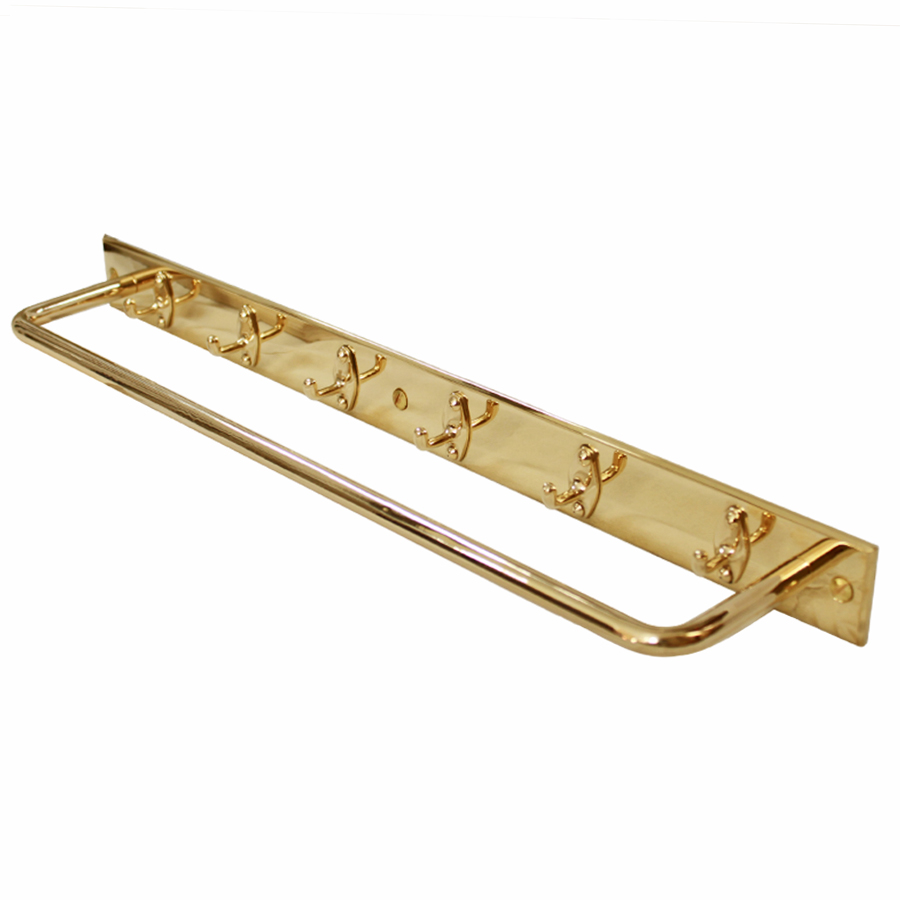 Relingen Lilla Torget med sex krokar i olackad mässing (bild för) Relingen Lilla Torget med sex krokar i olackad mässing