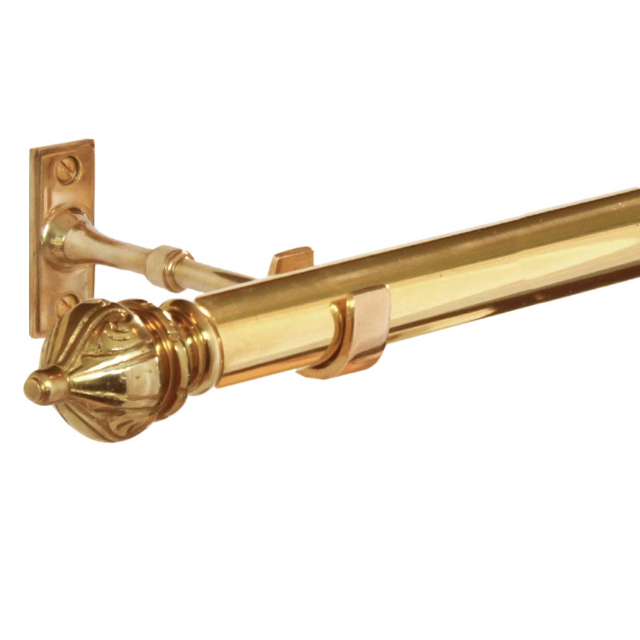 Gardinstång (2 meter) Odessa 1890 komplett (hållare & ändknoppar) mässing (bild för) Gardinstång (2 meter) Odessa 1890 komplett (hållare & ändknoppar) mässing