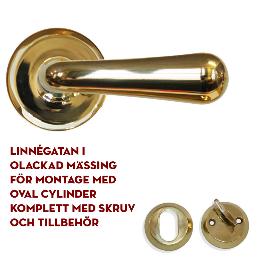 Linnégatan (Göteborg) mässing (ytterdörrshandtag) oval cylinder (bild för) Linnégatan (Göteborg) mässing (ytterdörrshandtag) oval cylinder