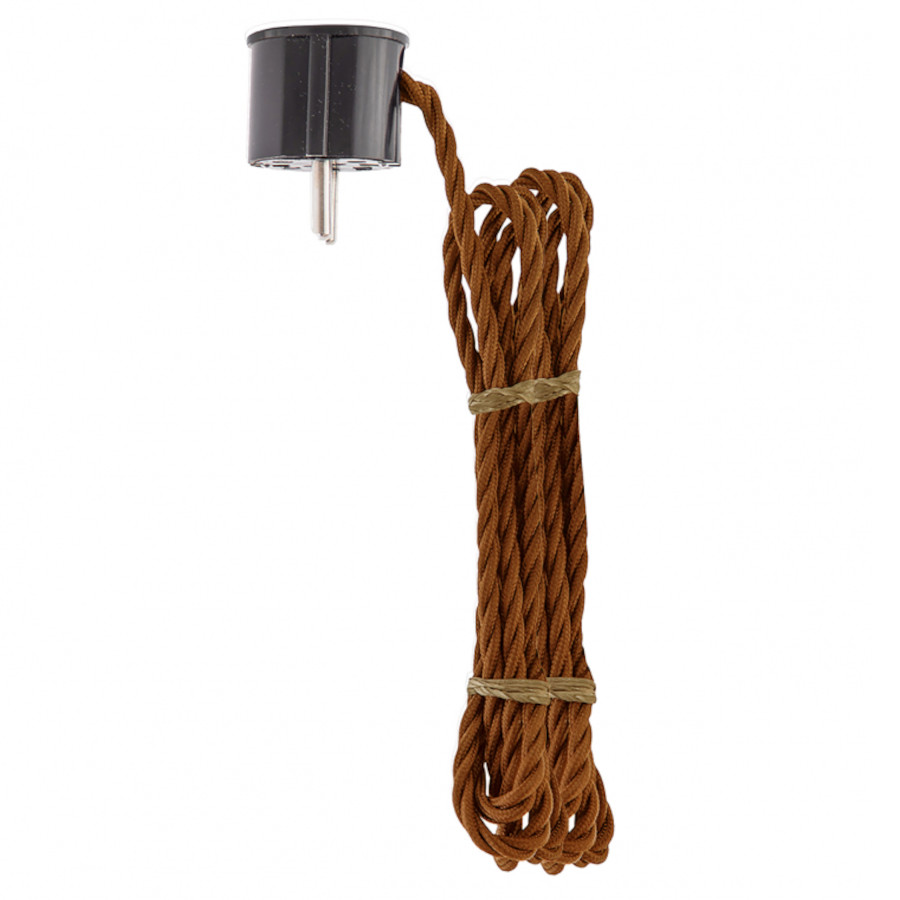 Sladdställ med ljusbrun tvinnad ledning tre meter (bild för) Sladdställ med ljusbrun tvinnad ledning tre meter